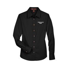 Harriton Women's Easy Blend™ Long Sleeve Twill Dress Shirt with Stain-Release - M500W