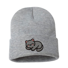 Embroidered Black Cat Beanie