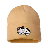 Embroidered White And Black Cat Beanie