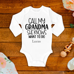Call My Grandma She Knows What To Do Babe Baby Bodysuit