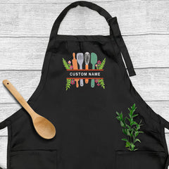 Embroidered Kitchen Split Frame Apron