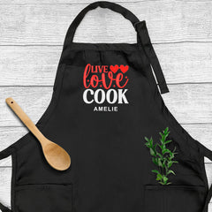 Embroidered Live Love Cook Apron