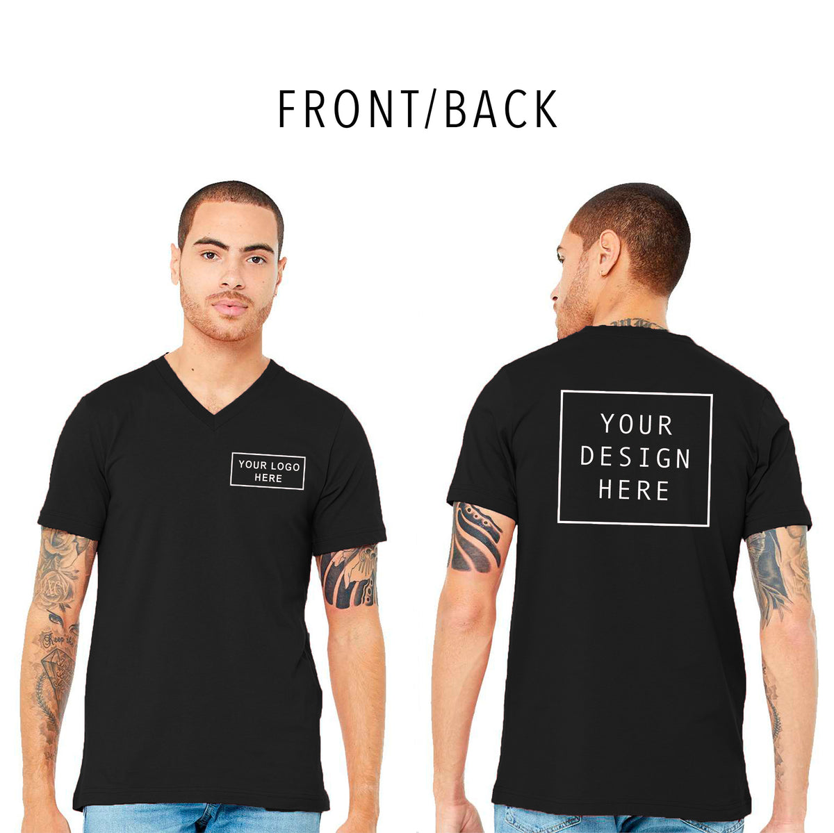 BELLA + CANVAS - Jersey V-Neck Tee - Front/Back