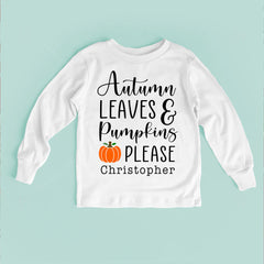 Autumn Leaves And Pumpkins Please Baby Bodysuit