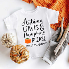 Autumn Leaves And Pumpkins Please Baby Bodysuit