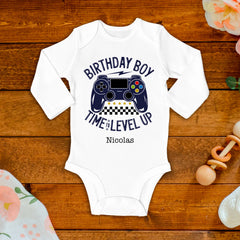Birthday Boy Time To Level Up Baby Bodysuit