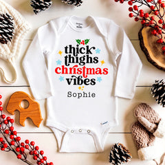 Thick Thighs Christmas Vibes Baby Bodysuit