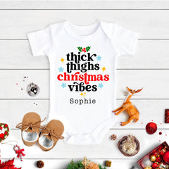 Thick Thighs Christmas Vibes Baby Bodysuit