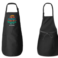 Embroidered First We Gobble Then We Wobble Apron