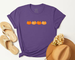 Embroidered Four Pumpkins T-shirt