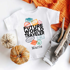 Future World Traveler Stamps Baby Bodysuit