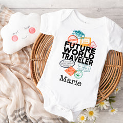 Future World Traveler Stamps Baby Bodysuit