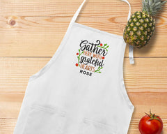 Embroidered Gather Here With Greatful Hearts Apron