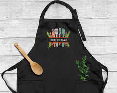 Embroidered Kitchen Split Frame Apron