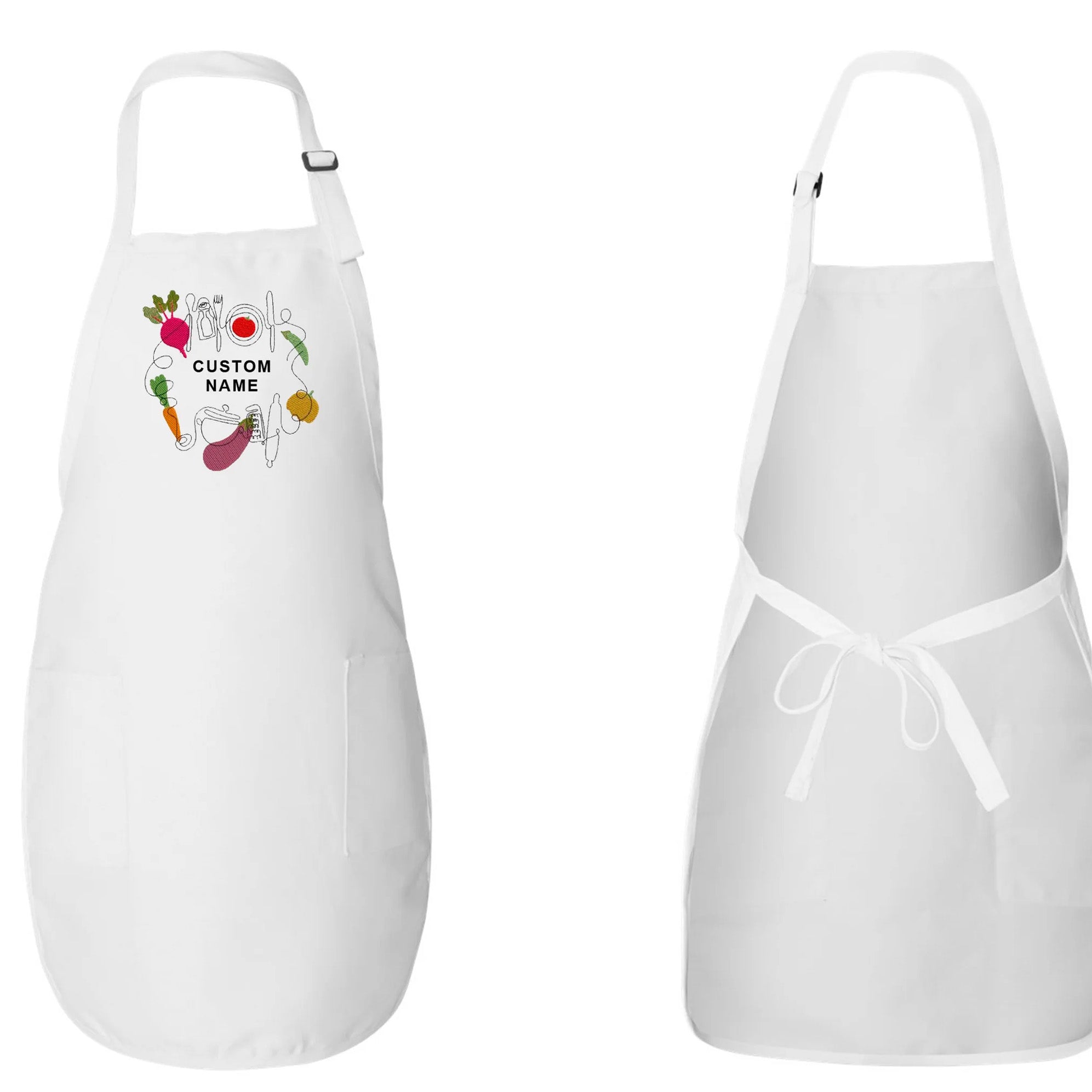 Embroidered Kitchen With Vegetables Apron