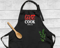 Embroidered Live Love Cook Apron