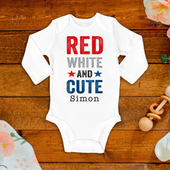 Red White And Cute Baby Bodysuit