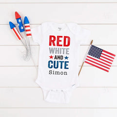 Red White And Cute Baby Bodysuit