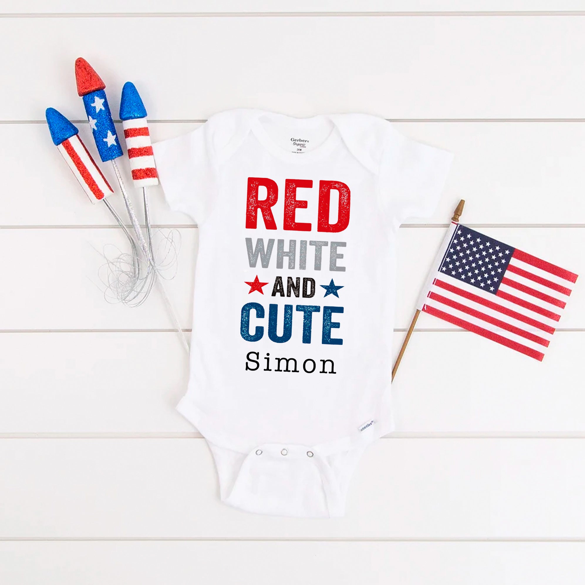 Red White And Cute Baby Bodysuit