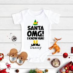 Santa OMG! I Know Him Baby Bodysuit