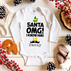 Santa OMG! I Know Him Baby Bodysuit