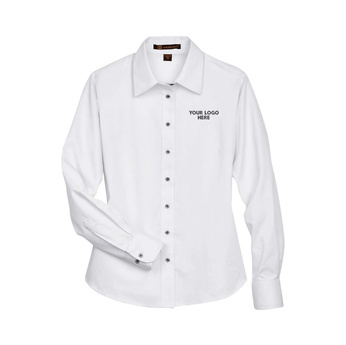 Harriton Women's Easy Blend™ Long Sleeve Twill Dress Shirt with Stain-Release - M500W